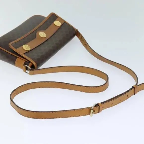 CELINE Macadam Canvas Shoulder Bag Pvc Brown